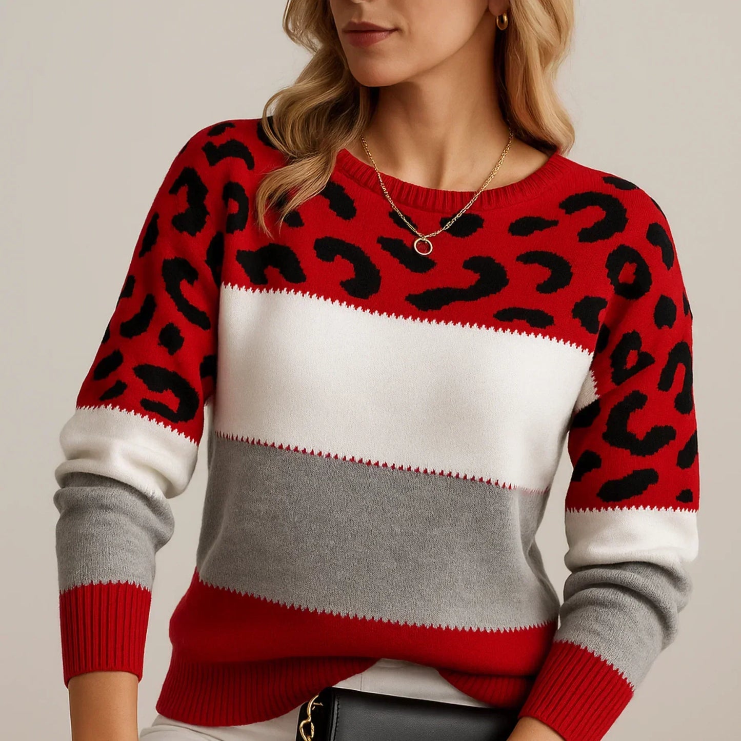 Lucía™ | Suéter de punto con estampado de leopardo