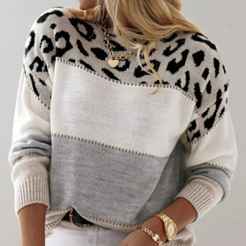 Lucía™ | Suéter de punto con estampado de leopardo