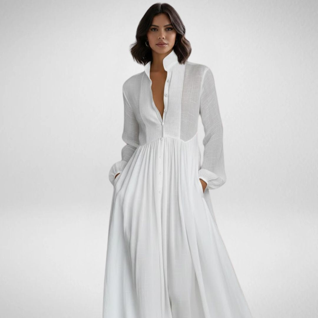 Rosa™ | Vestido maxi minimalista de algodón y lino