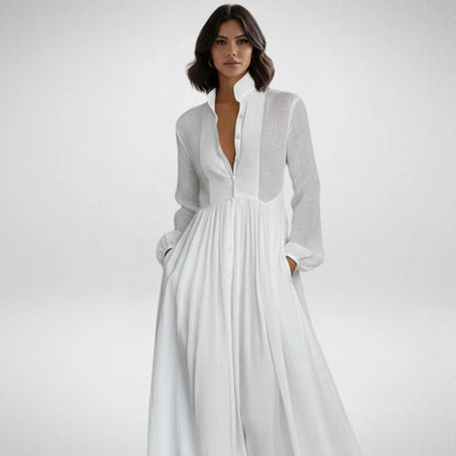 Rosa™ | Vestido maxi minimalista de algodón y lino