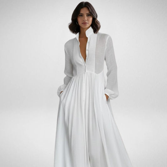 Rosa™ | Vestido maxi minimalista de algodón y lino