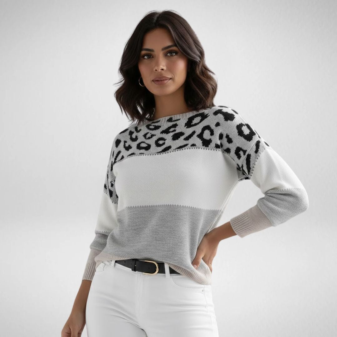 Lucía™ | Suéter de punto con estampado de leopardo