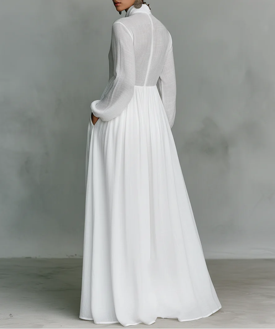 Rosa™ | Vestido maxi minimalista de algodón y lino