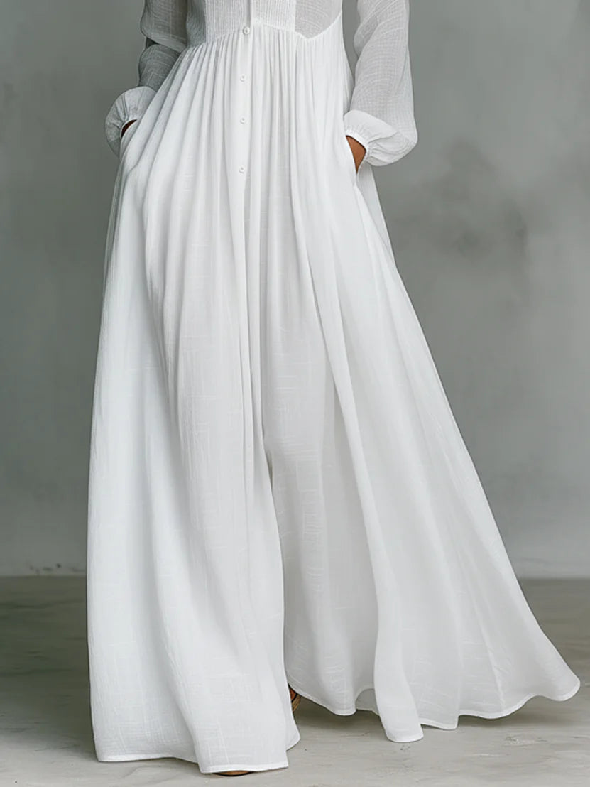 Rosa™ | Vestido maxi minimalista de algodón y lino