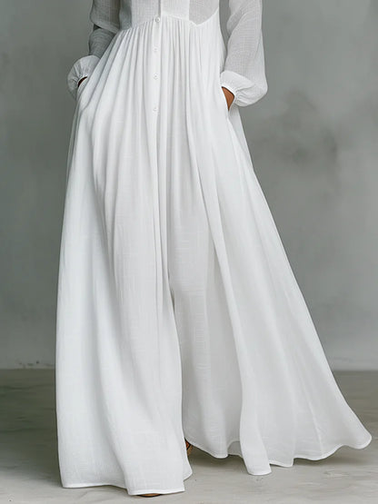Rosa™ | Vestido maxi minimalista de algodón y lino